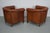 Vintage Dutch Cognac Colored Leather Club Chairs, Set of 2 For Sale - Image 12 of 18