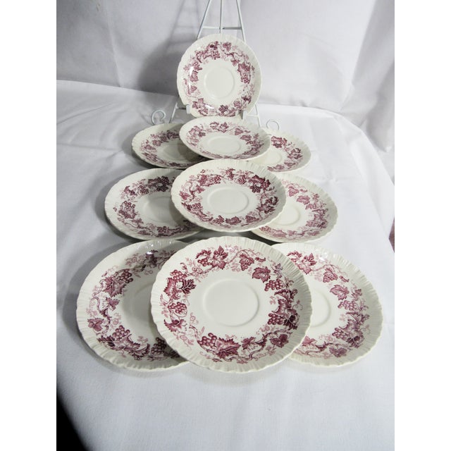 Red Vintage "Old Vine" Wedgwood Etruria & Barlaston England Set of Saucers 10 For Sale - Image 8 of 11