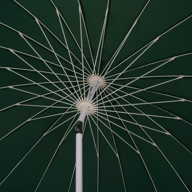2020s Panza 9 Ft Crank Umbrella, Green/White Pole For Sale - Image 5 of 9
