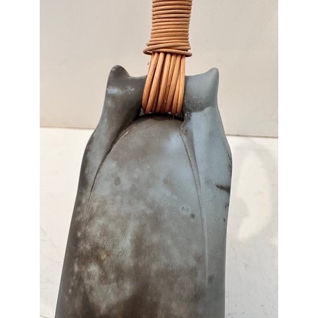 1990s Signed Sculptural Raku Vessel With Woven Handle For Sale - Image 5 of 11