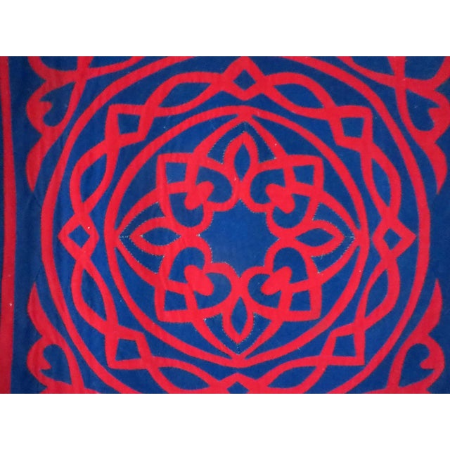 Royal Blue Applique Throw Pillow Covers For Sale - Image 8 of 10