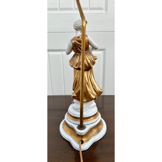 Vtg. White & Gold Neo-Classic Style Table Lamp For Sale - Image 12 of 13