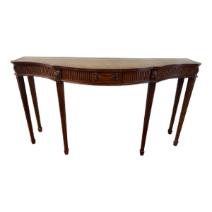 Maitland Smith Leather-Top Mahogany Adam Style Console Table — 60”
