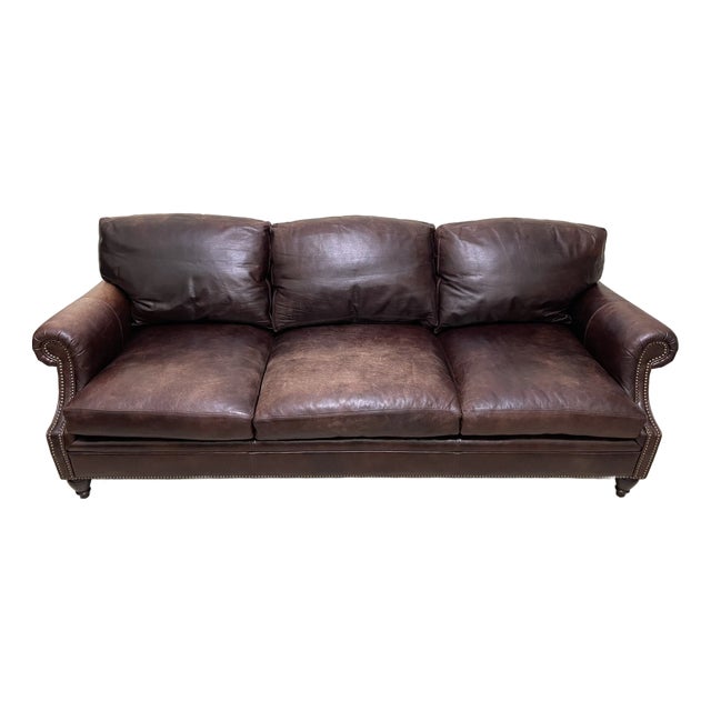 Ralph Lauren Home Rare Ej Victor Sofa Fantastic Italian Hand Dyed Leather For Sale