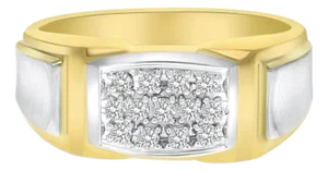 Half Carat Diamond Pave Wedding Band .50cttw 14k Two-Toned Gold, Size 12