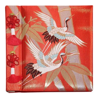 Japanese Kokuyo Silk Embroidery Vintage Wedding Photo Album For Sale