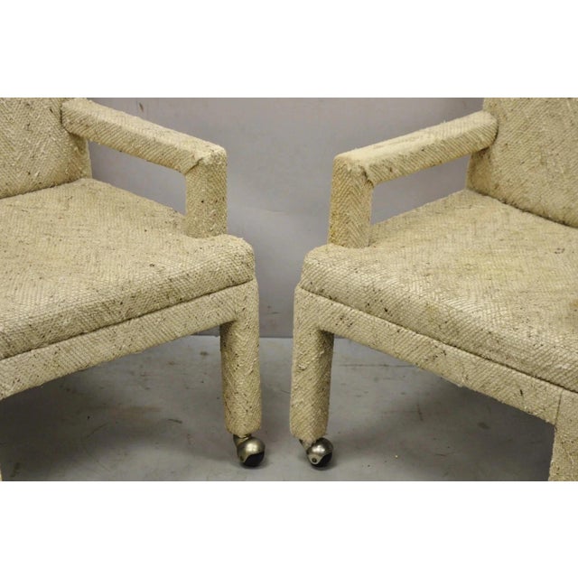 Wood Vintage Bassett Mid Century Modern Upholstered Parson Style Lounge Chairs - Pair For Sale - Image 7 of 12