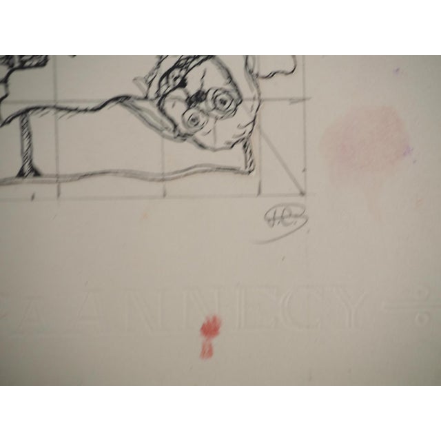 Modern Jean-Claude Silbermann, Sneaky Signs: The Young Woman and the Monster, Original Ink Drawing For Sale - Image 3 of 7