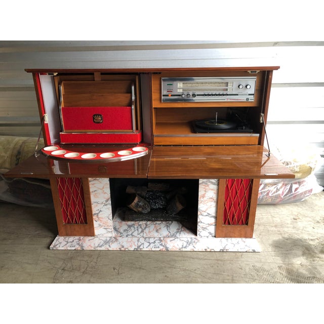 Vintage German Console Stereo Bar and Fireplace Chairish