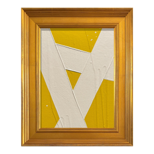 Ron Giusti Mini Abstract Yellow Cream Acrylic Painting