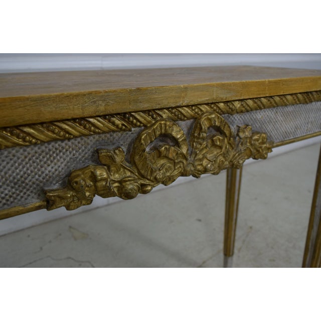 Gold Italian Neoclassical Paint Decorated Console Table For Sale - Image 8 of 11