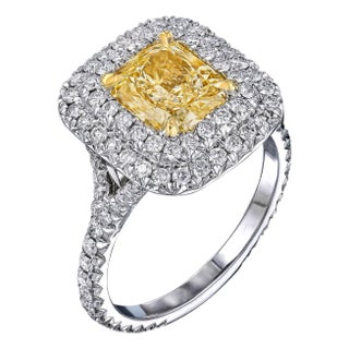 GIA Certified Fancy Yellow 2.03 Carat Diamond Engagement Ring For Sale