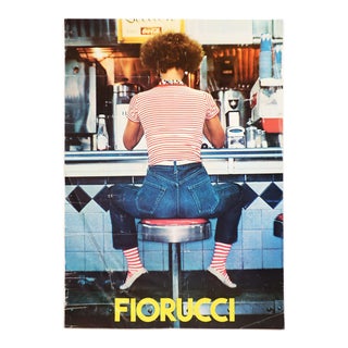 Vintage Fiorucci Striped Shirt Jeans at Diner Poster 1982 For Sale