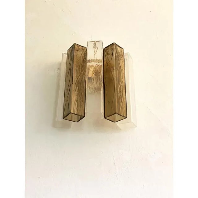 Impressive contemporary sconces made with transparent an fumè murano glass "squared" elements. luxury modern murano glass...