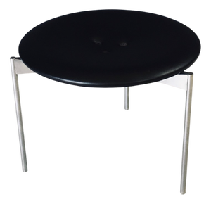 Midcentury Modern Leather Tripod Stool by Uno & Östen Kristiansson for Luxus, Sweden, 1960s