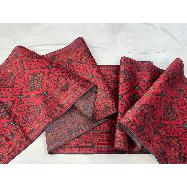 Extra-Long Red and Navy Tribal Medallion Runner Rug, 2'7" X 19'1" For Sale - Image 10 of 16