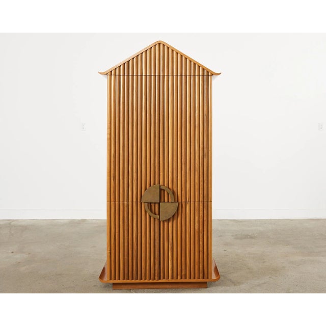 Mid-Century Modern Midcentury Modern Hardwood Pagoda Form Dry Bar Cabinet For Sale - Image 3 of 12