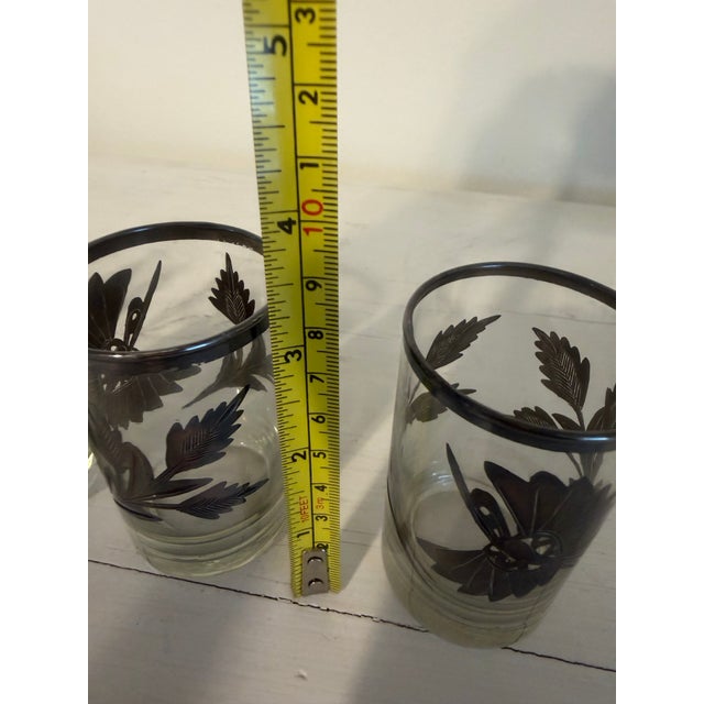 1930s Silver Inlaid Engraved Shot Glasses - Set of Four For Sale In Houston - Image 6 of 7