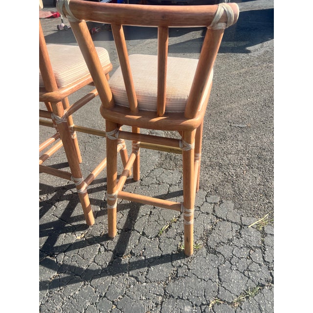 Brown Set of 5 Vintage McGuire San Francisco Bar Stools With Rawhide Lashing For Sale - Image 8 of 10