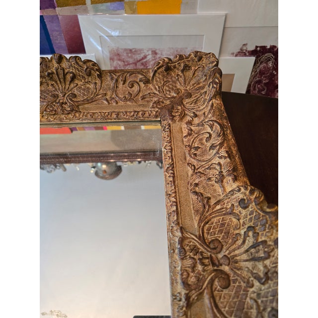 Wood Antique Mirror in Impressionist Gilded Frame For Sale - Image 7 of 8