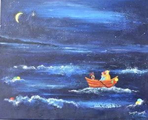 Therese James "Wishing On A Star." Naive School Painting 2016