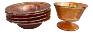 1940s Carnival Glass Marigold Bowls - Set of 6