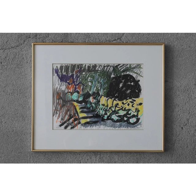 Johan Adam Linneballe, Johan Adam Linneballe, Sommer I Haven Iii, Mixed Media on Paper, 1993, Framed, 1993, Mixed Media For Sale - Image 6 of 6