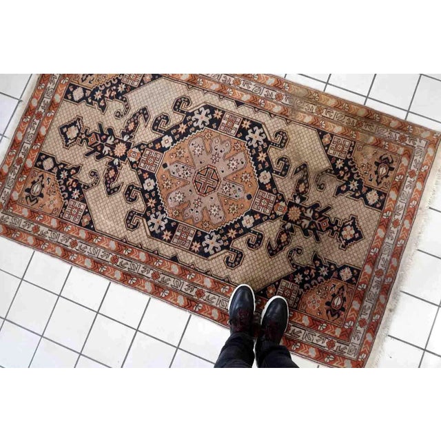 1950s Handmade Vintage Turkish Sivas Rug 3.8' X 6.3' For Sale - Image 4 of 12