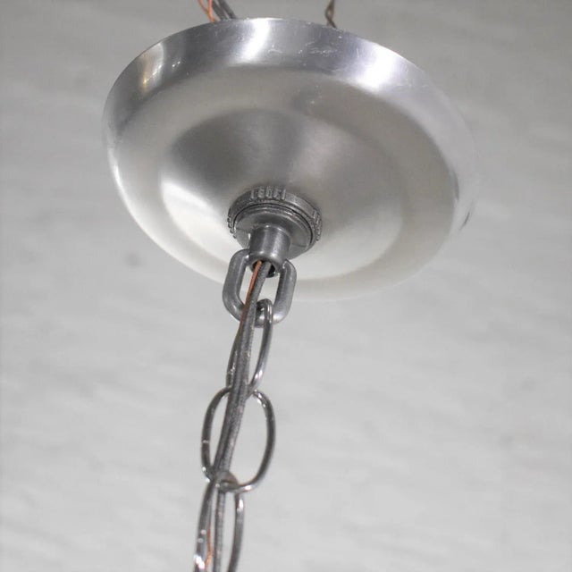 Metal Mid 20th Century Mid Century Modern Pendant Light Chrome & Smoked Glass Open Globe Chrome Chain For Sale - Image 7 of 13