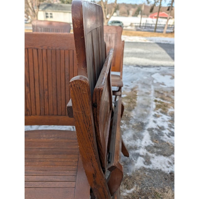 Antique Quartersawn Oak Folding Chairs, Steamboat Theater Seating, Set of 12 For Sale - Image 11 of 18