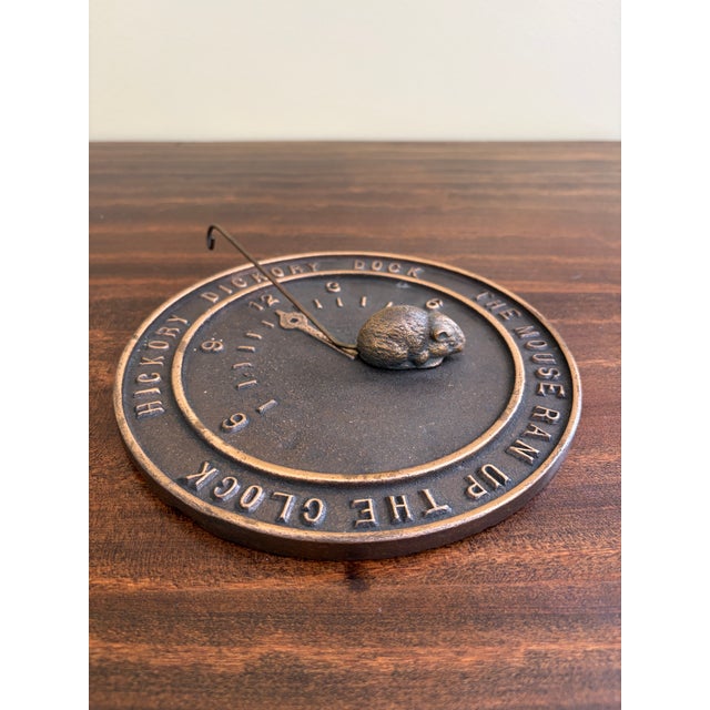 Late 20th Century Vintage English Country Bronze Garden Sundial With Mouse "Hickory Dickory Dock" For Sale - Image 5 of 7