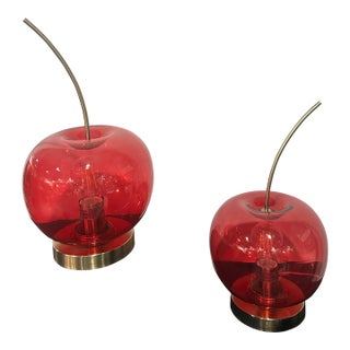 Pair of 1990s Retro Cherry Lamps For Sale