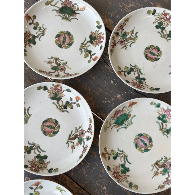 Ceramic Antique Chinese Famille Rose Glazed Porcelain Dishes, Circa Early 20th Century For Sale - Image 7 of 14