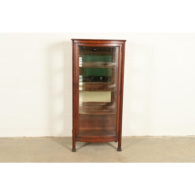 Berkey & Gay Berkey & Gay Antique Victorian Carved Oak Bookcase or Display Cabinet, Circa 1890s For Sale - Image 4 of 16