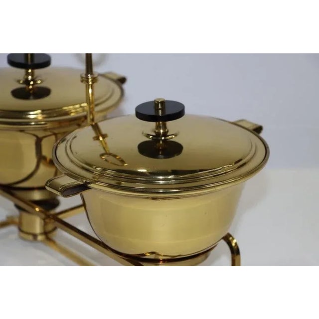 Metal 1950s Tommi Parzinger for Dorlyn Silversmiths Brass Double Chafing For Sale - Image 7 of 13
