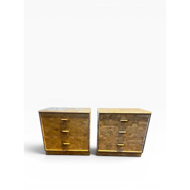 Mid-Century Modern 1970s Maitland-Smith Tessellated Stone Nightstands (A Pair) For Sale - Image 3 of 13