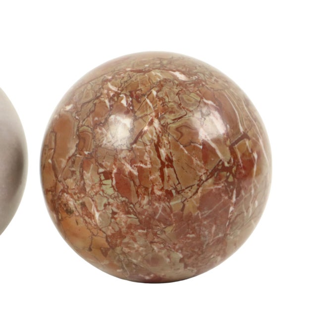 Large Vintage Polished Marble and Natural Stone Spheres, 1980s, Set of 3 For Sale - Image 6 of 11