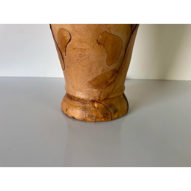 1980s Vintage Organic Modern Wrapped Leather and Embossed Metal Table Lamp/ Sold For Sale - Image 12 of 12