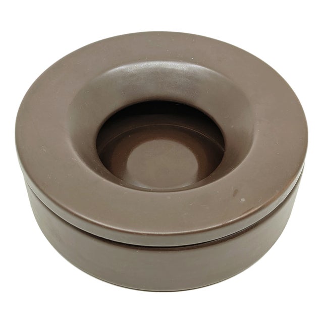 Small Brown Ceramic Barbados Ashtray by Angelo Mangiarotti for Danese, 1964 For Sale