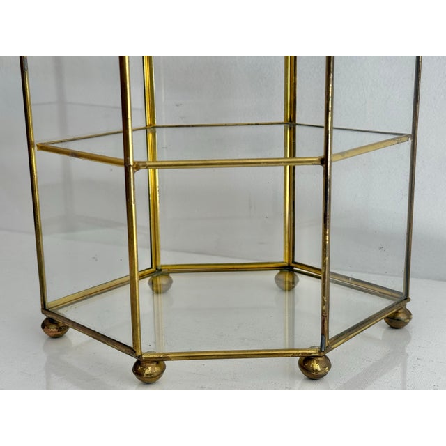 Late 20th Century Glass and Brass Three Tier Display Stand For Sale - Image 6 of 7