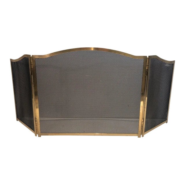 Circa 1970 French Neoclassical Style Brass Fireplace Screen For Sale - Image 13 of 13