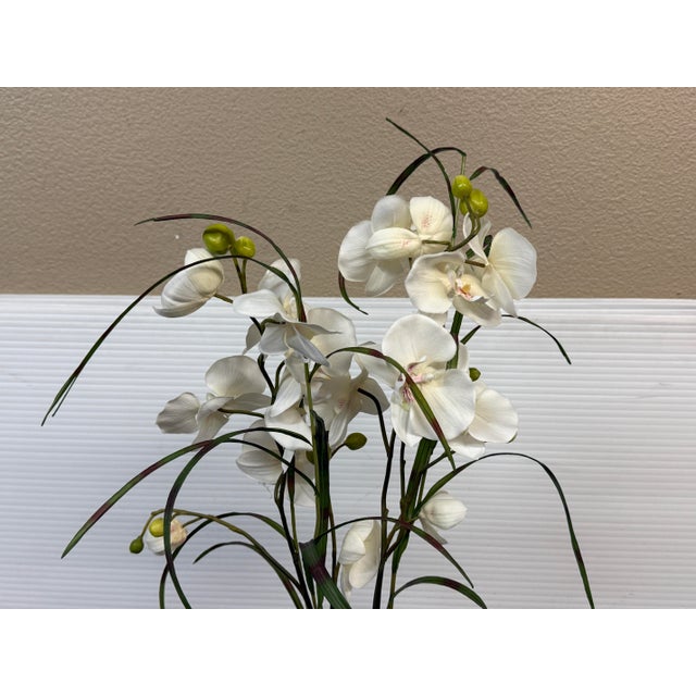 Silk Flower Arrangement of Orchids in Vase For Sale - Image 10 of 12