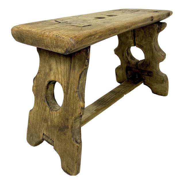 Rustic Handcrafted Farmhouse Stool, 1950s For Sale
