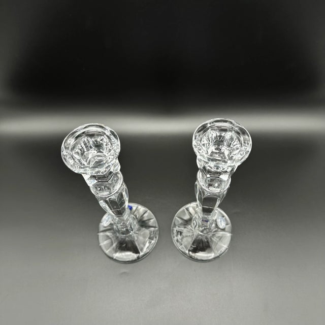 Hollywood Regency Vintage Crystal Candlestick Holders a Pair For Sale - Image 3 of 7