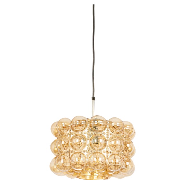Large Amber Bubble Glass Pendant by Helena Tynell for Limburg, Germany, 1970s For Sale