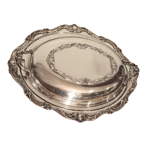 Ornate Silverplate Vegetable Dish With Cover, Circa 1950's