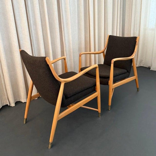 Wood 1980s Pair of Mid-Century Modern Finn Juhl Model 45 Style Open Armchairs For Sale - Image 7 of 12