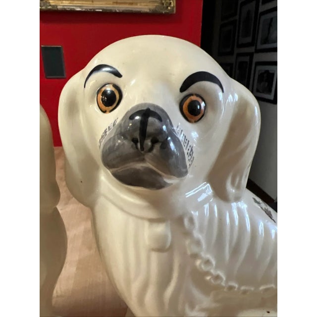 Pair of Vintage Decorated Staffordshire Dogs, Circa 1930's For Sale - Image 9 of 15