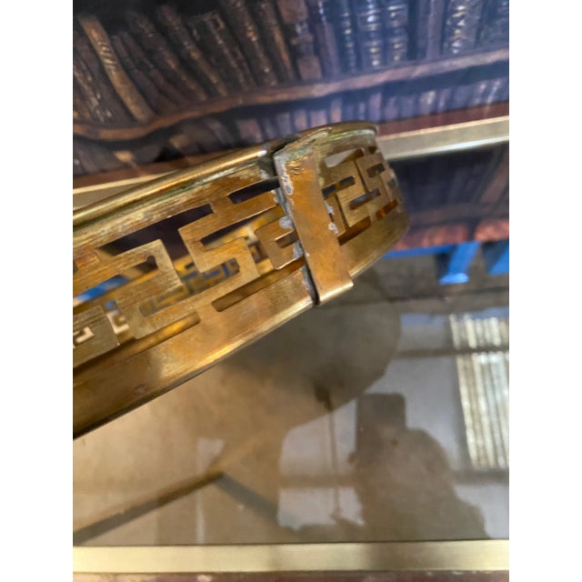 Brass 1970s Brass Serving Tray With Greek Key Details For Sale - Image 8 of 10