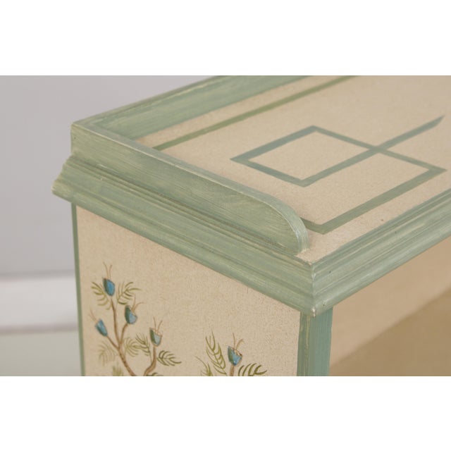 Pair Artist Signed Chinoiserie Style 2 Drawer Open Bookcases For Sale - Image 11 of 18